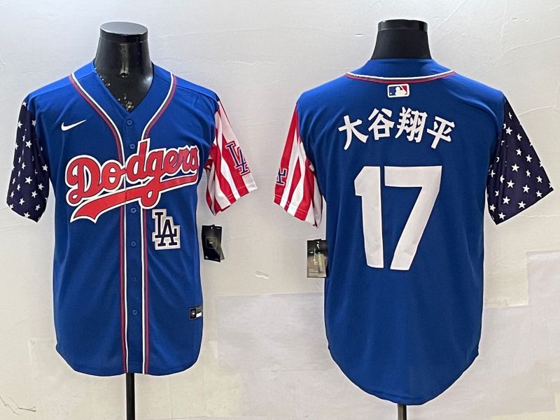 Men Los Angeles Dodgers #17 Ohtani Blue a generation of national flags Joint name 2025 Nike MLB Jersey style 22->los angeles dodgers->MLB Jersey